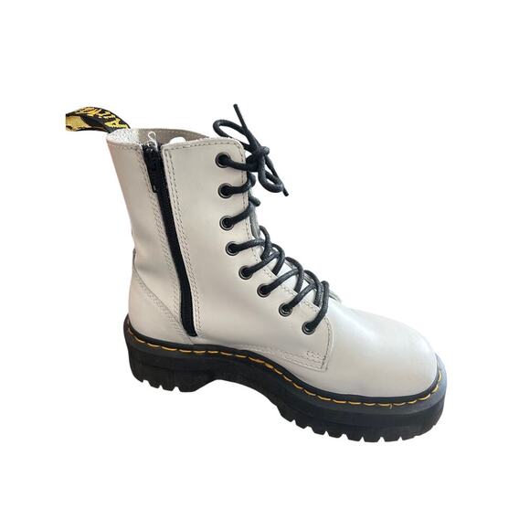 Dr. Martens AirWair Jadon Platform White Leather Lace Up Combat Boots Size 7 - Picture 1 of 9